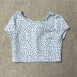 Lilli Pulitzer Thelma Top Zanzibar Blue Polka Dot Girls SZ 12 keyhole open back